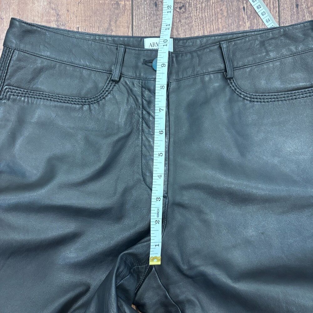 VTG Armani Collezioni 100% Leather Straight Pants Black EUC Size 6 Italy Made - Picture 8 of 10
